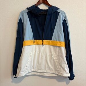 Fourlaps Colorblock Hooded Jacket, Windbreaker, Pullover. Mens size large.